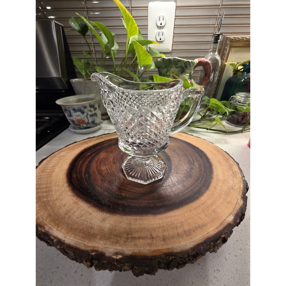 Vintage Indiana Glass Company Diamond Point Clear Creamer